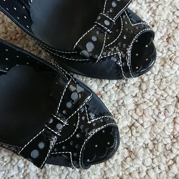 Moschino black & white plaid peep toe Mary Jane size 6.5 - Picture 8 of 12